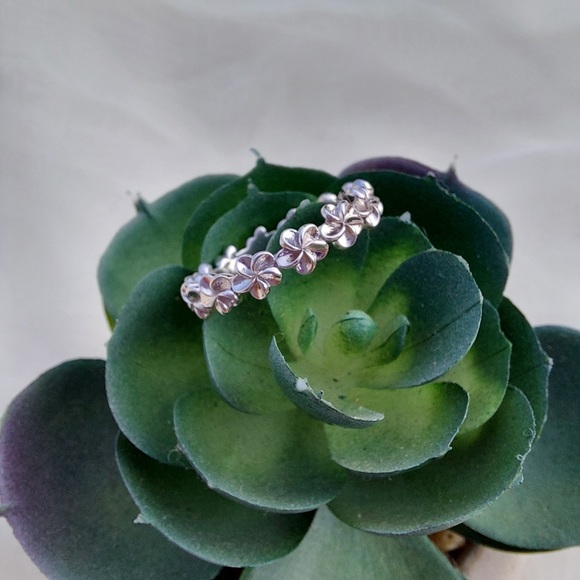 Hawaiian Flowers Ring Sterling Silver 925 - Picture 3 of 3